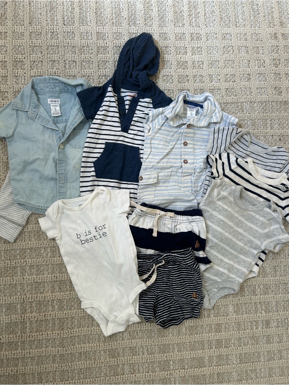 Baby Boy Clothing Set - Blue and White 11 items